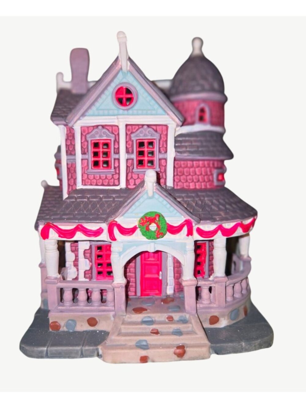 Lemax 2006 Victorian-Style Christmas Village House With Wreath & Festive Details